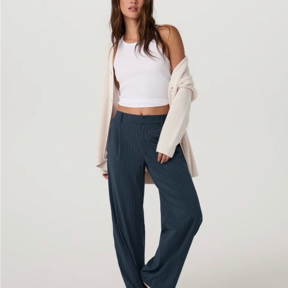 Vuori Wide Leg Pinstripe Pants in Dark Navy pinstripe NWOT
